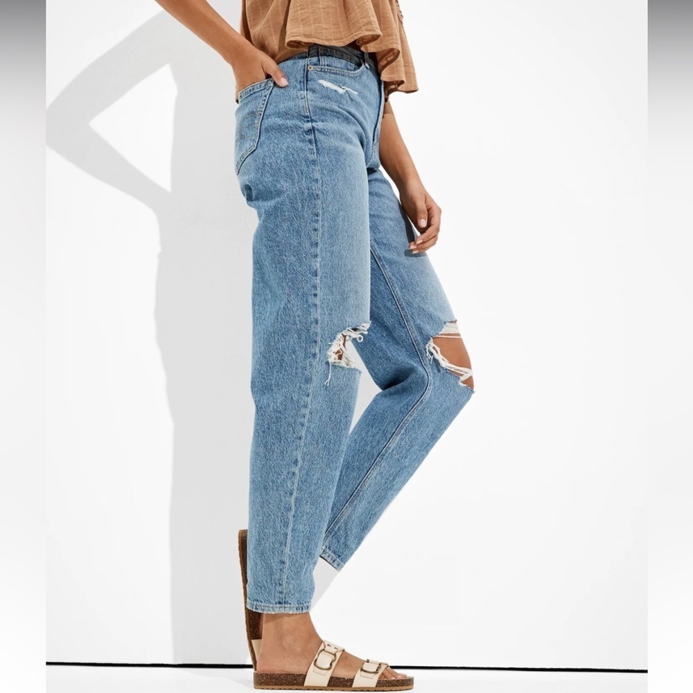 AE relaxed ripped Mom Jean size 4 regular great condition 27 inseam
